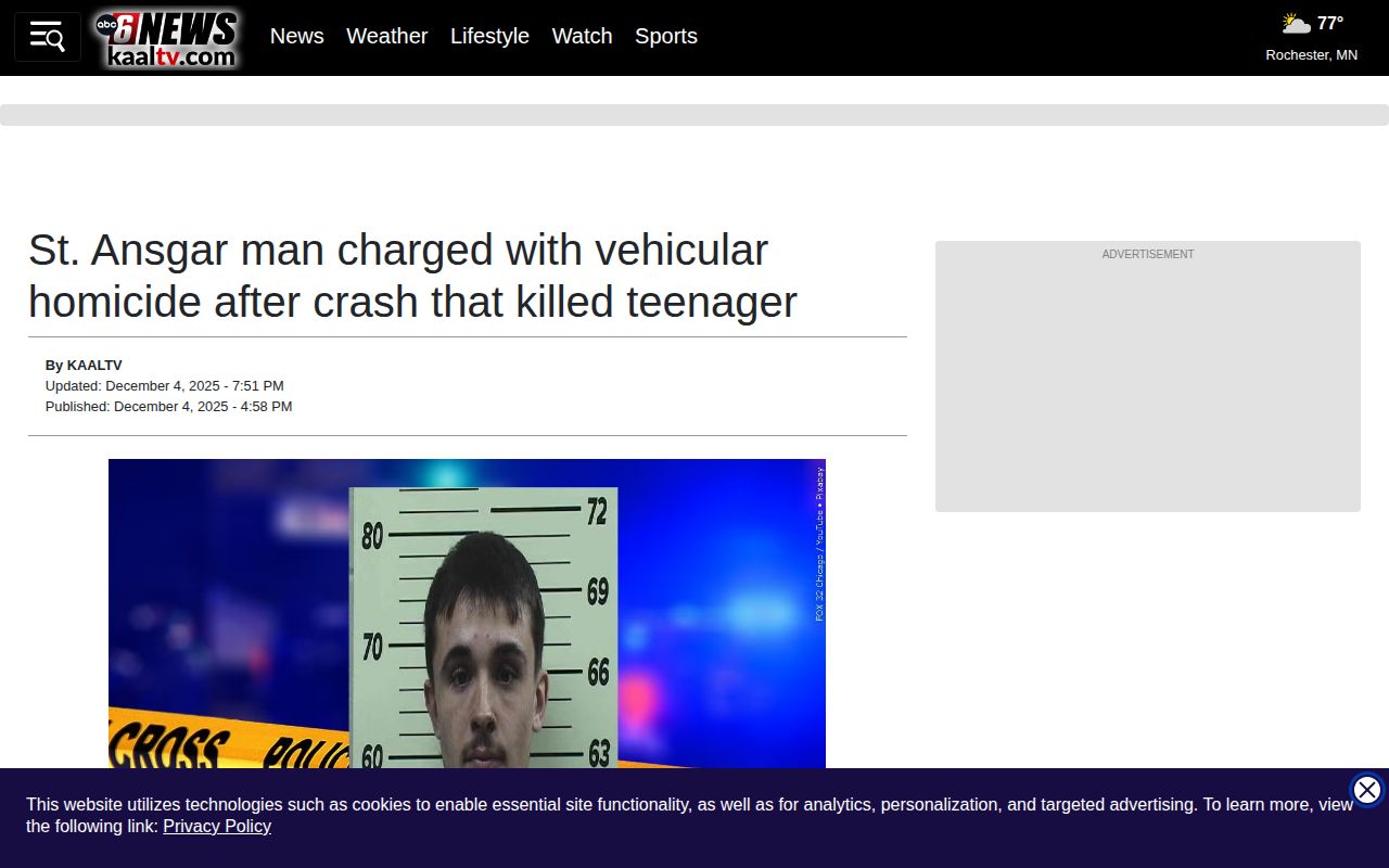 KAAL regional Worth County arrest news example with sheriff photo credit