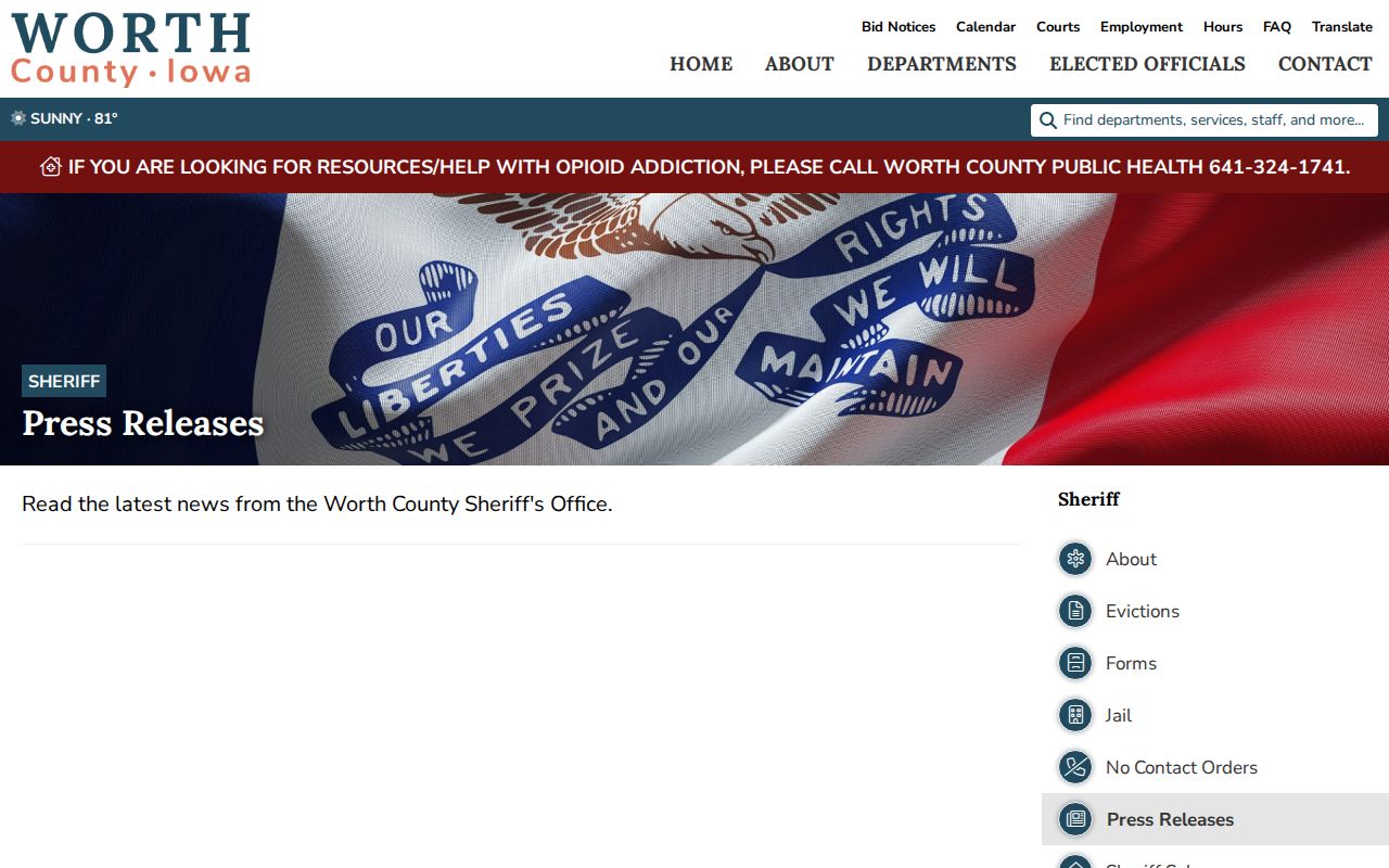 Worth County Sheriff official crime news and arrest releases