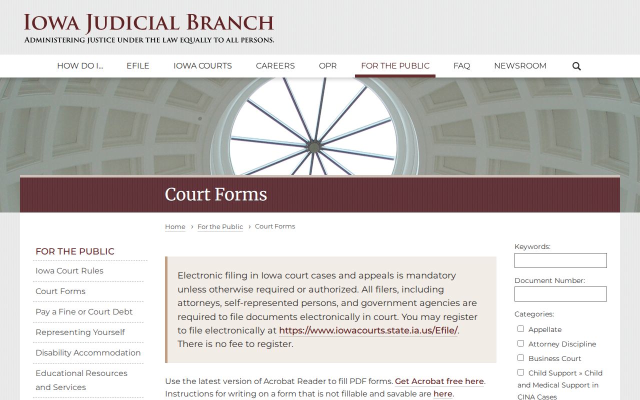 Worth County arrest record expungement forms from Iowa Courts