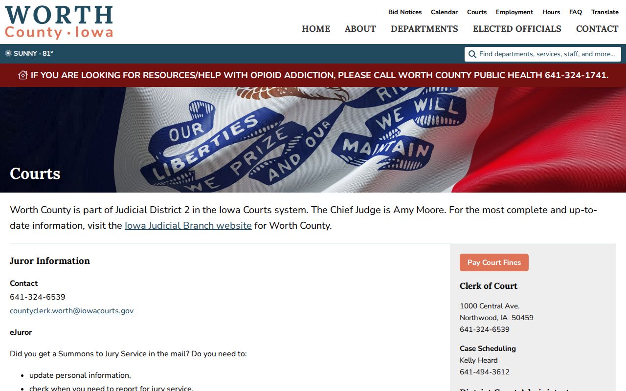 Worth County court route for warrant and case record checks