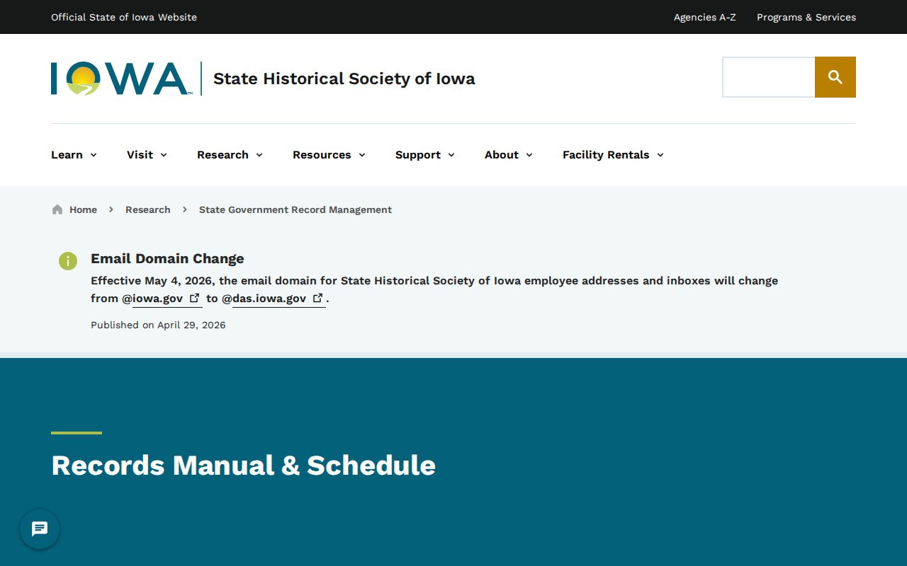 Worth County jail record retention schedules in Iowa records manual